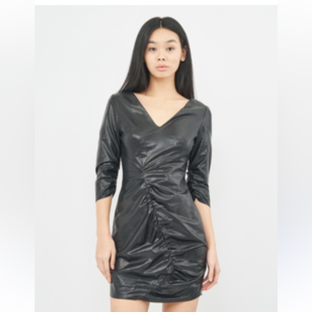 Zara Shiny Black Long Sleeve Dress